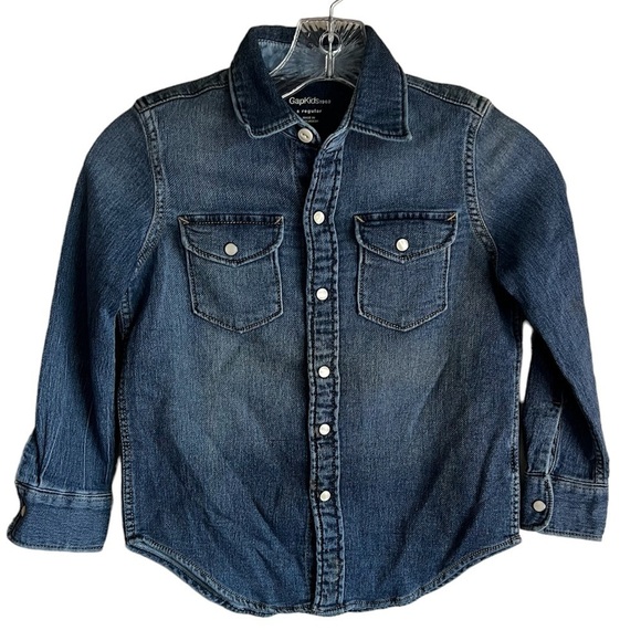 Gap Kids Chambray Western Pearl Button Down Top - Picture 1 of 5
